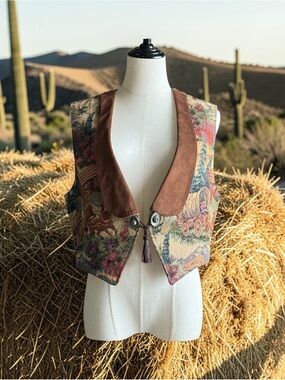 Vintage Western Tapestry Vest - Longhorn by Niver Western Wear